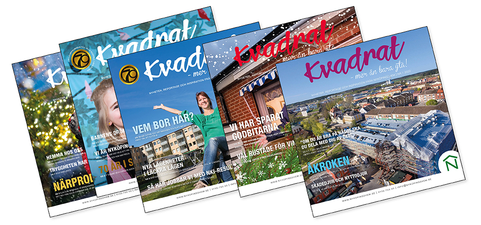 Samlingsbild av flera nummer av Kvadrat