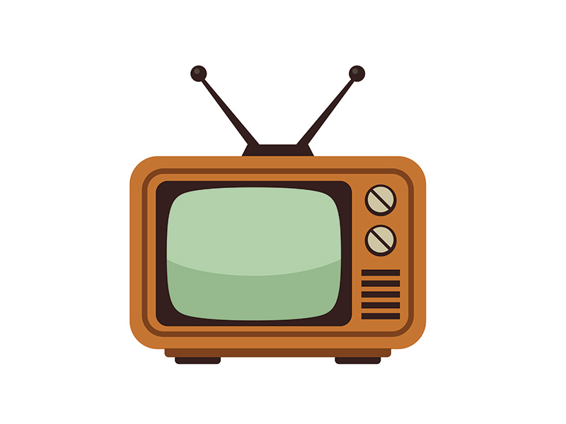 Illustration av en retro-tv försedd med egen antenn.