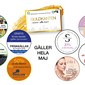 Bilder på annonserna för guldkantenerbjudanden som gäller i maj 2022.